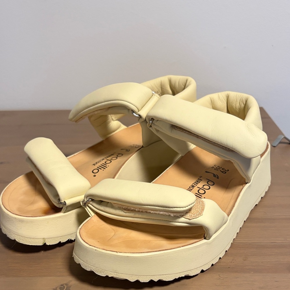 Birkenstock Cream Platform Sandals